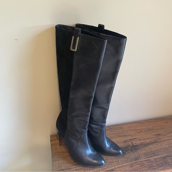 Coach Leather and Suede Tall Boot Size 7 Black - Picture 1 of 11
